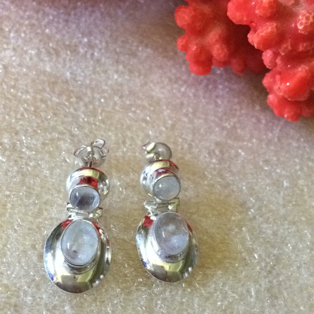 Vintage sterling moonstone earrings